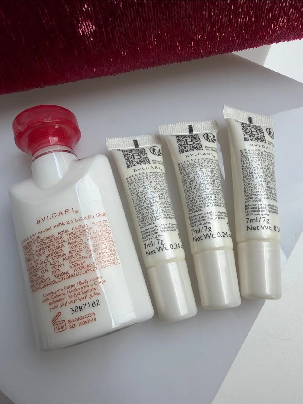 Bvlgari Parfums Bag with 3 Lip Balms & Omnia Coral Body Lotion